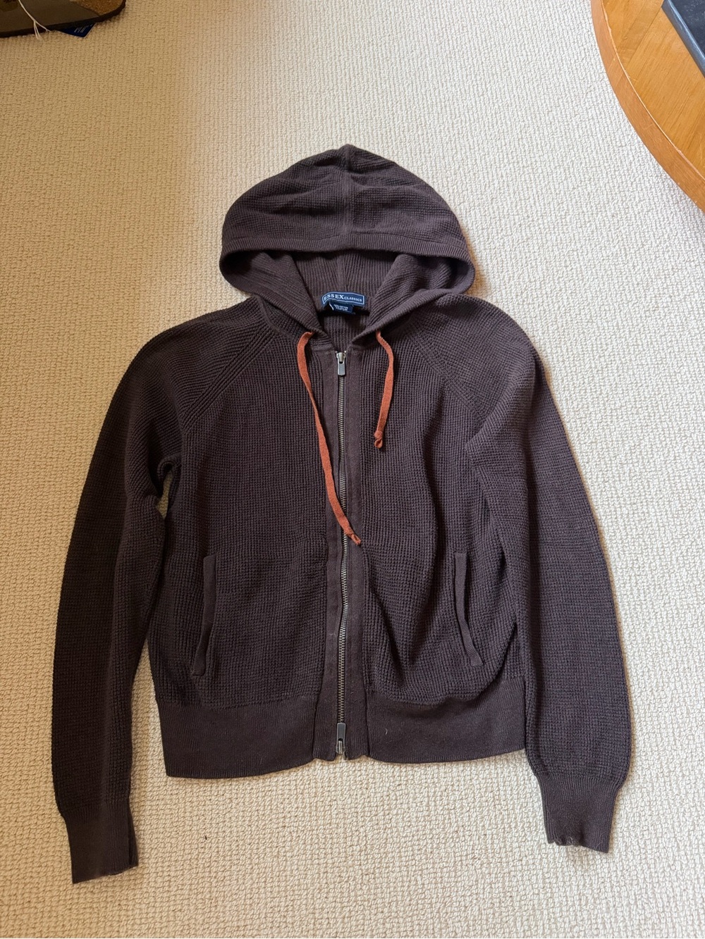 Women's Brown Hooded Zip Cardigan Sweater